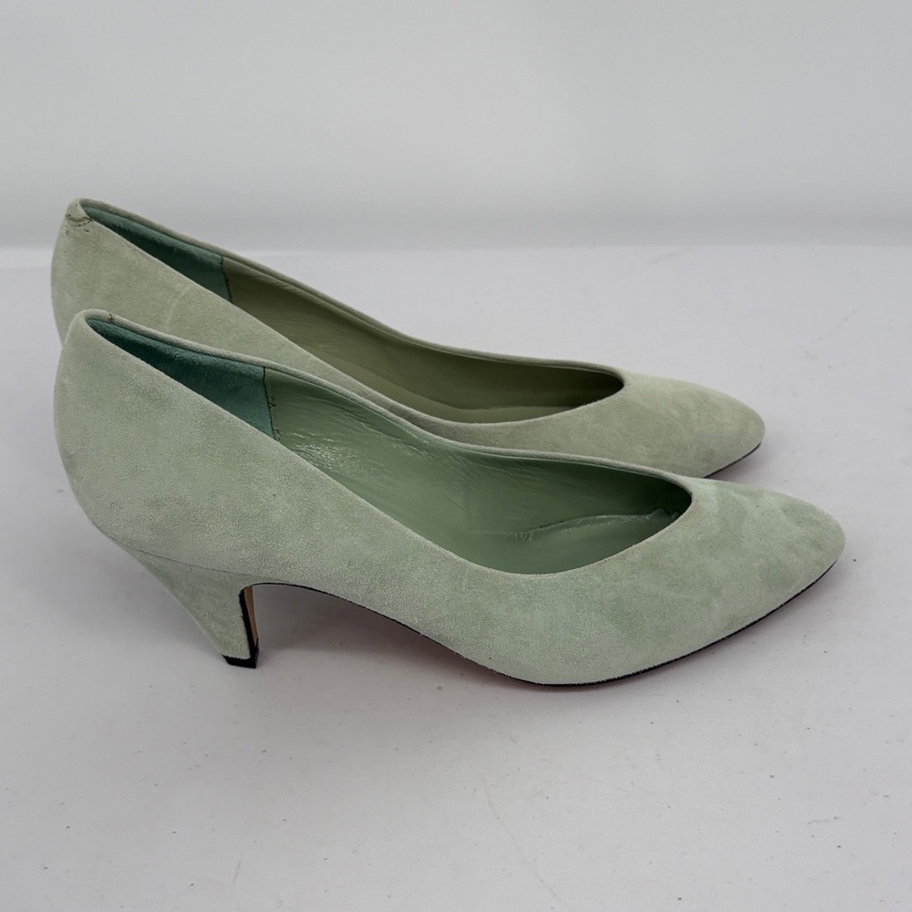 👻 vintage Nickels suede Mint Green pointed toe pumps Heels made in Italy - Picture 3 of 7